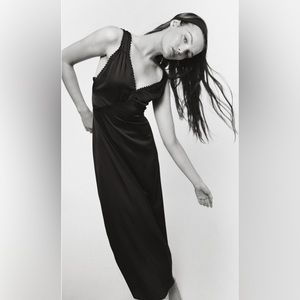 Zara long satin effect dress. Size Medium